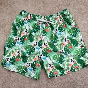 Disney Mickey Mouse Tropical Palm Leaf Swim Trunks